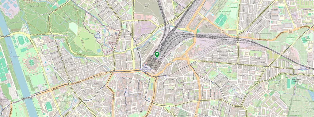 Karte mit der Lage von Leipzig Hbf