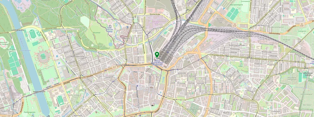 Karte mit der Lage von Leipzig Hbf (tief)