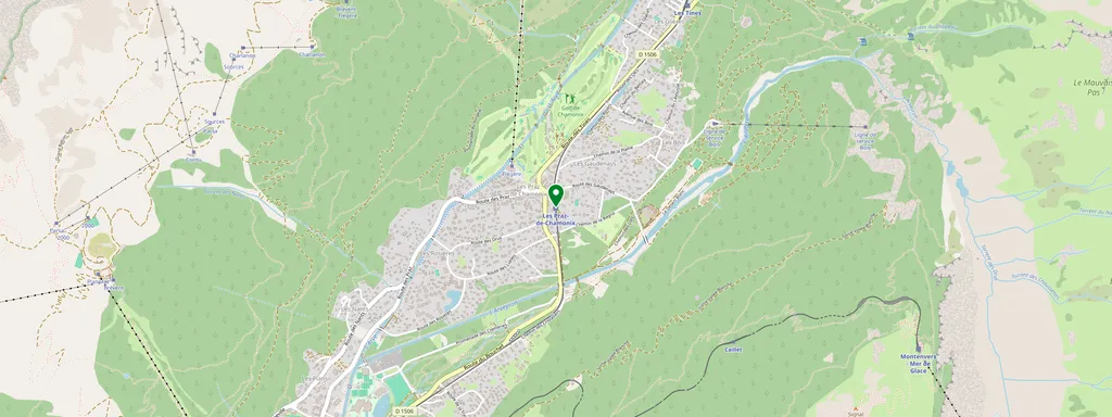 Kaart met de locatie van Les Praz-de-Chamonix