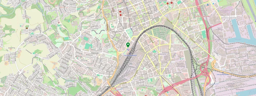 Kaart met de locatie van Linz/Donau Hbf
