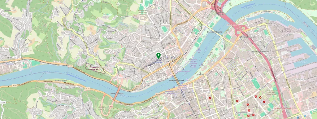 Kaart met de locatie van Linz/Donau Urfahr Bahnhof