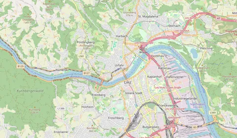 Mappa che mostra la posizione di Linz/Donau Urfahr Bahnhof