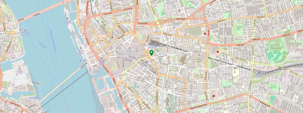Karta som visar var Liverpool Central ligger