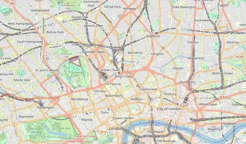 Mapa que muestra la ubicación de London Kings Cross