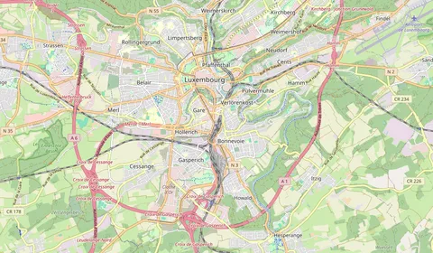 Kaart met de locatie van Luxembourg