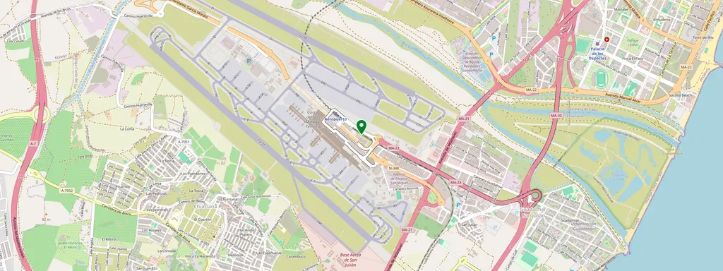 Kaart met de locatie van Málaga Aeropuerto