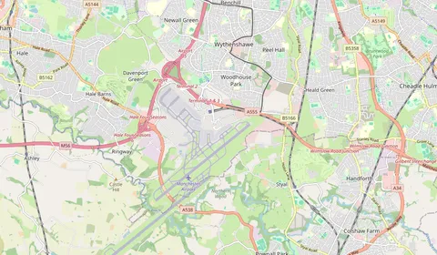 Mapa que muestra la ubicación de Manchester Airport