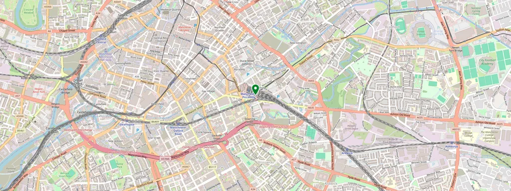 Map showing the location of Manchester Piccadilly