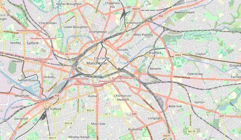 Mapa que muestra la ubicación de Manchester Piccadilly