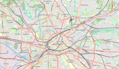 Mapa que muestra la ubicación de Manchester Victoria