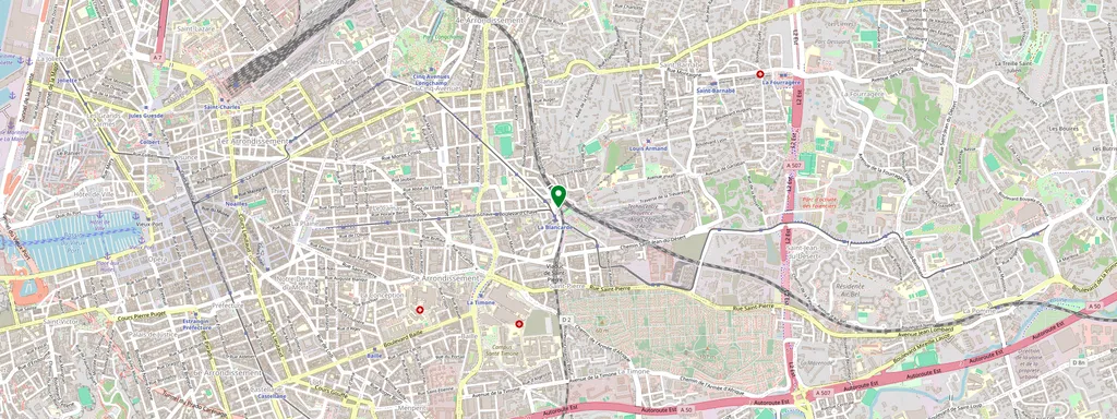 Kaart met de locatie van Marseille Blancarde