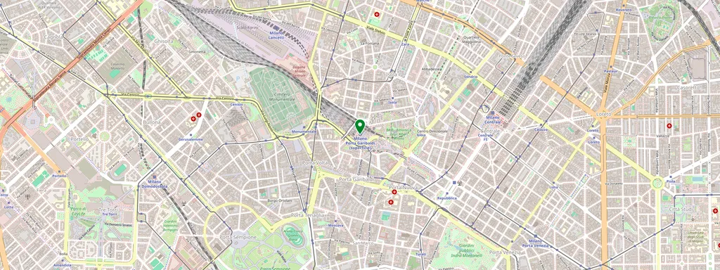 Karta som visar var Milano Porta Garibaldi ligger