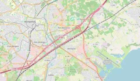 Carte montrant l’emplacement de Montpellier Sud de France