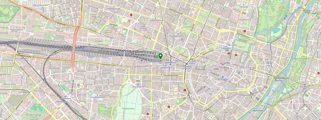 Karta som visar var München Hbf ligger