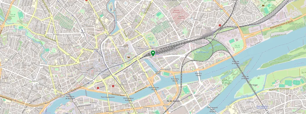 Kaart met de locatie van Nantes