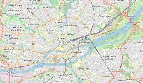 Mapa que muestra la ubicación de Nantes