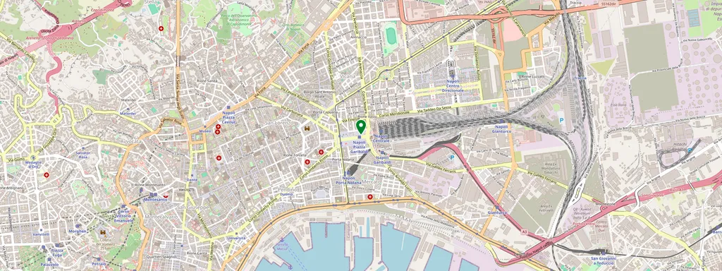 Mapa que muestra la ubicación de Napoli Piazza Garibaldi