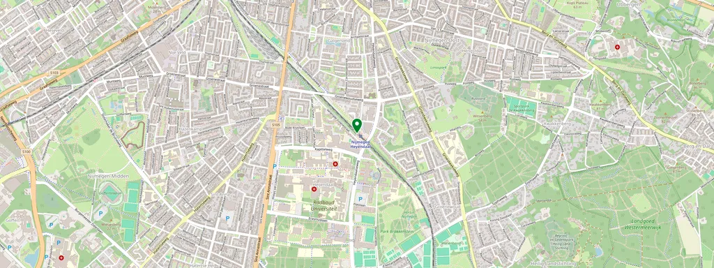 Map showing the location of Nijmegen Heyendaal