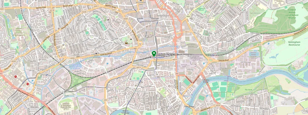 Map showing the location of Nottingham