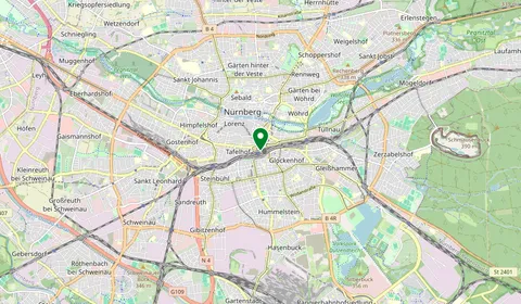 Mappa che mostra la posizione di Nürnberg Hbf