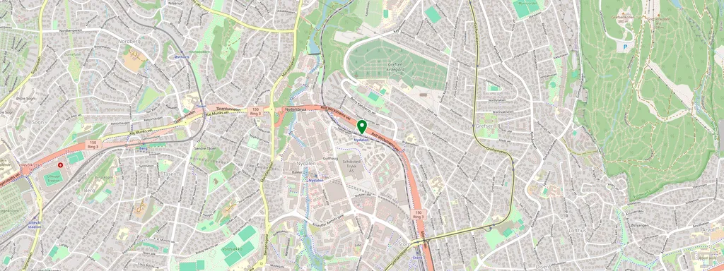 Carte montrant l’emplacement de Nydalen stasjon