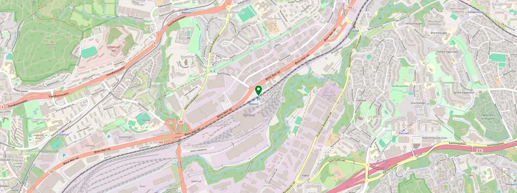 Carte montrant l’emplacement de Nyland stasjon