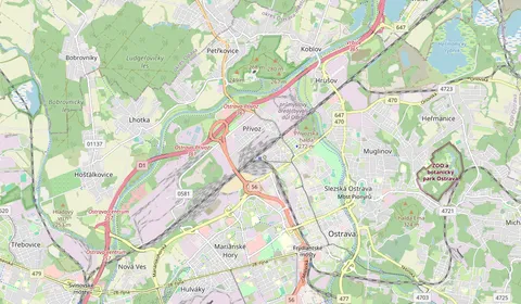Kaart met de locatie van Ostrava hlavní nádraží