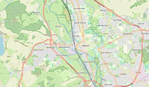 Mapa que muestra la ubicación de Oxford