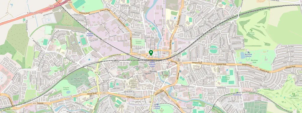 Map showing the location of Paisley Gilmour Street