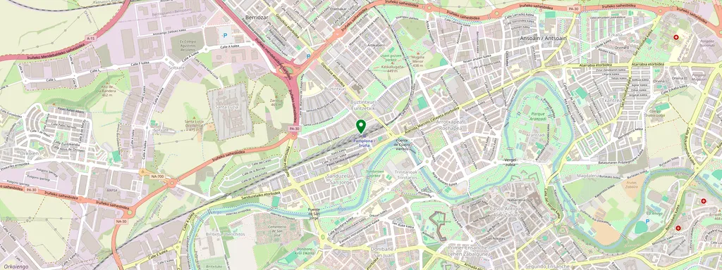 Kaart met de locatie van Pamplona/Iruña
