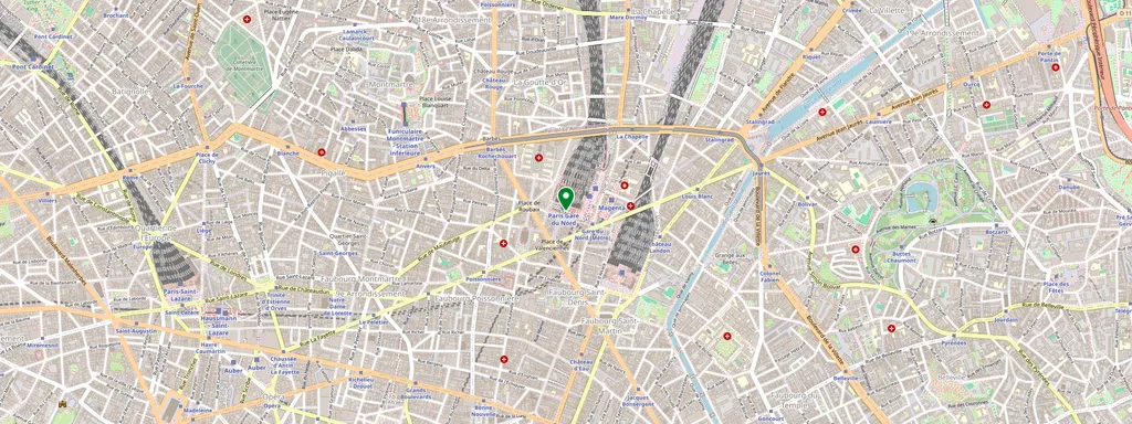 Karta som visar var Paris Gare du Nord ligger