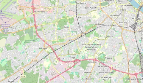 Mapa que muestra la ubicación de Pessac
