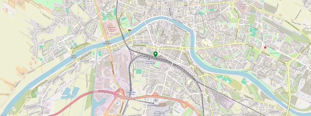 Kaart met de locatie van Pisa Centrale