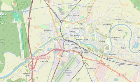 Mapa que muestra la ubicación de Pisa Centrale