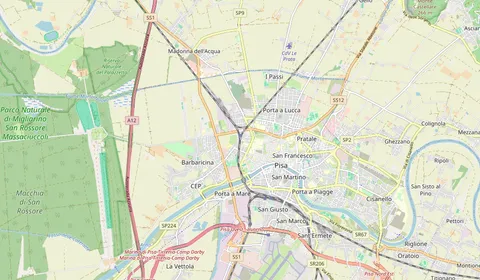 Mapa que muestra la ubicación de Pisa San Rossore