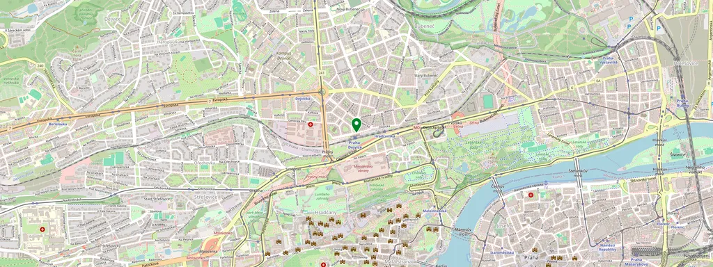 Karta som visar var Praha-Dejvice ligger