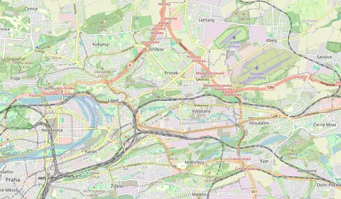 Map showing the location of Praha-Vysočany