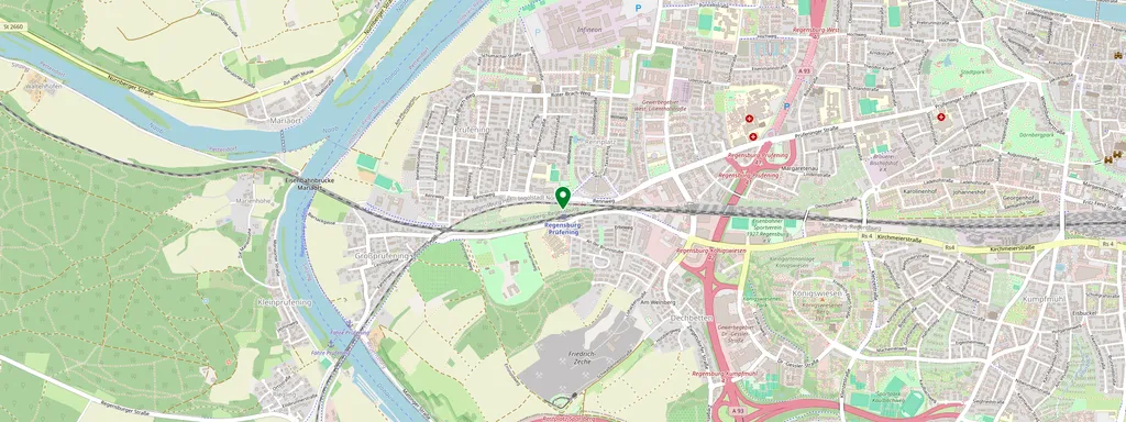 Mapa que muestra la ubicación de Regensburg-Prüfening