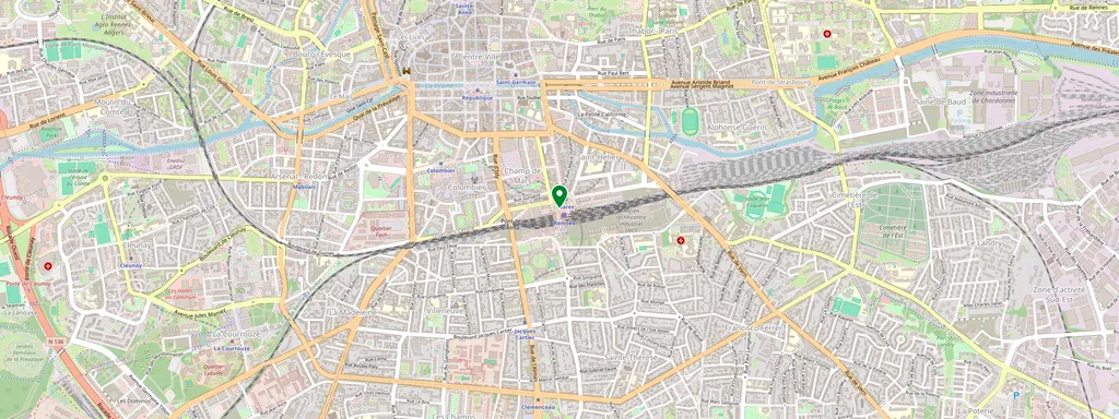 Kaart met de locatie van Rennes