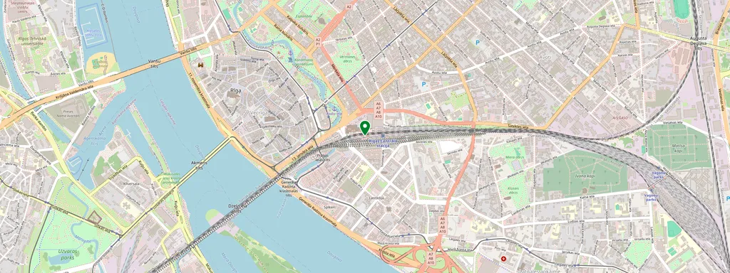 Kaart met de locatie van Riga Central
