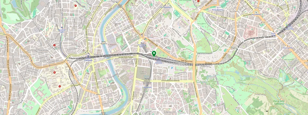 Kaart met de locatie van Roma Ostiense