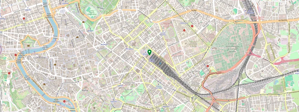 Kaart met de locatie van Roma Termini