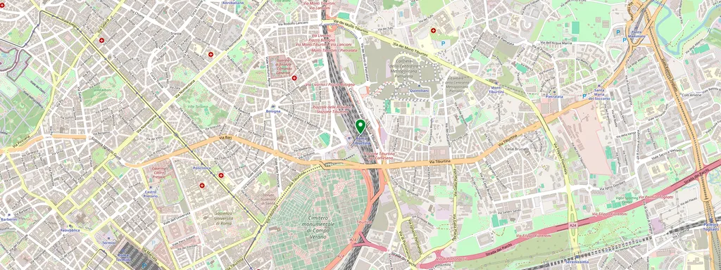 Kaart met de locatie van Roma Tiburtina