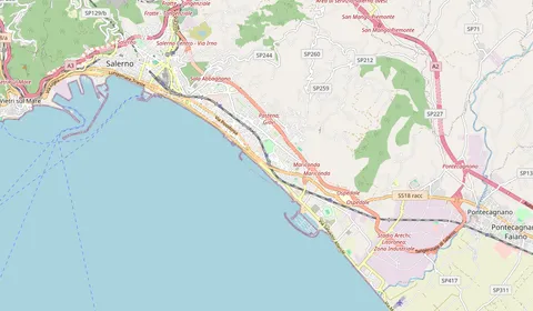 Mapa que muestra la ubicación de Salerno Mercatello-Mariconda
