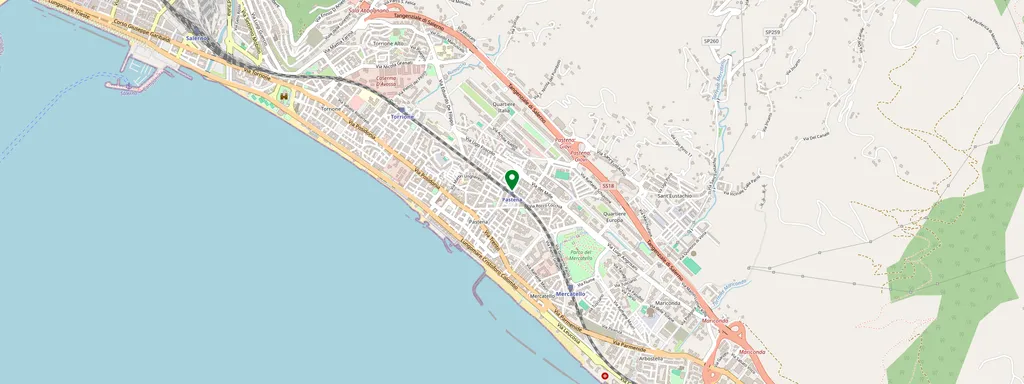 Mappa che mostra la posizione di Salerno Pastena
