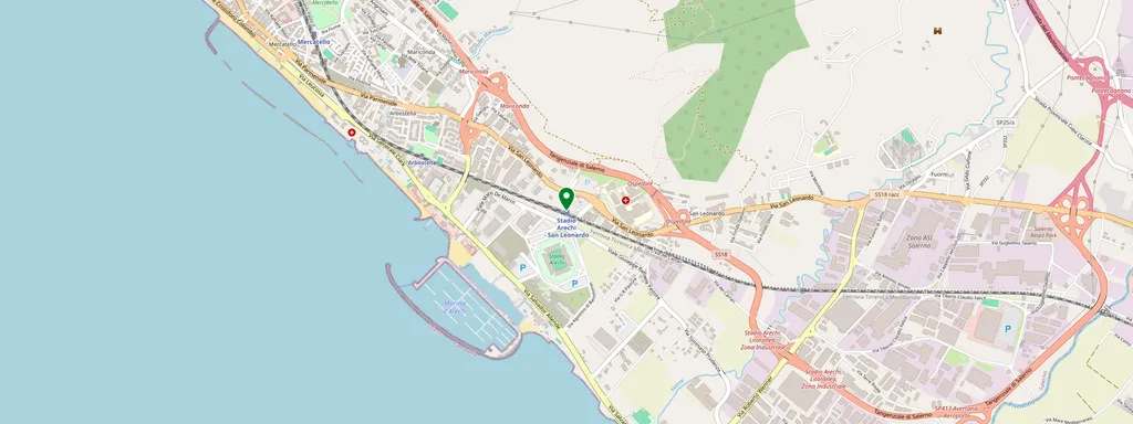 Mappa che mostra la posizione di Salerno Stadio Arechi-San Leonardo