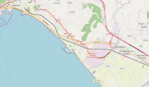 Mapa que muestra la ubicación de Salerno Stadio Arechi-San Leonardo