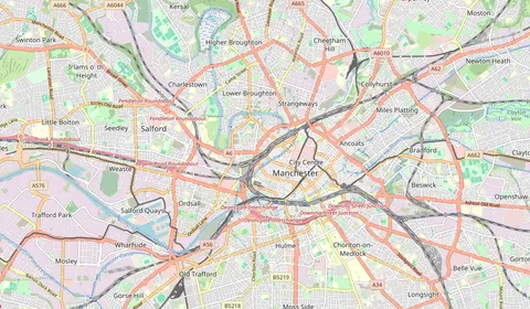 Mapa que muestra la ubicación de Salford Central