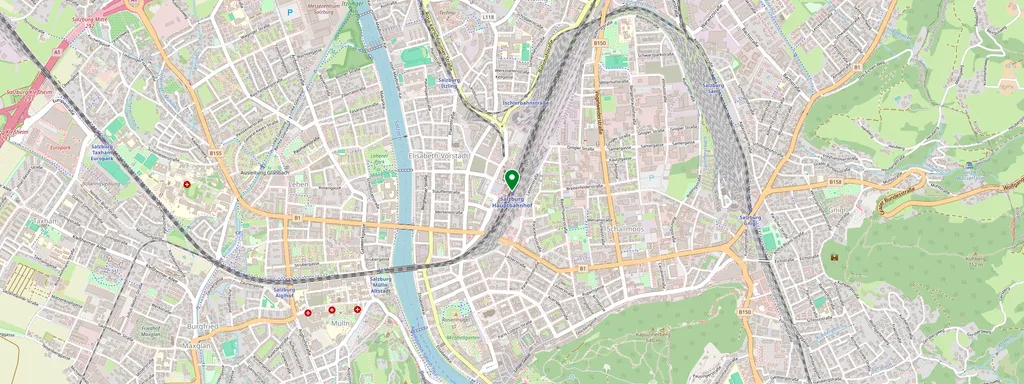 Kaart met de locatie van Salzburg Hbf