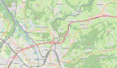 Kaart met de locatie van Salzburg Kasern Bahnhst